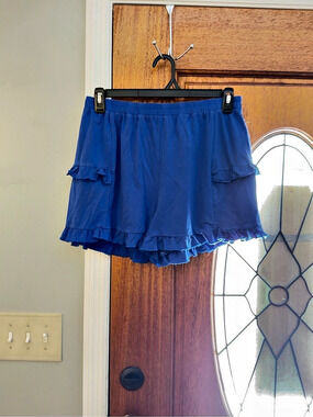 Catherine Cole Ruffle Shorts in Blue Size XL Like New